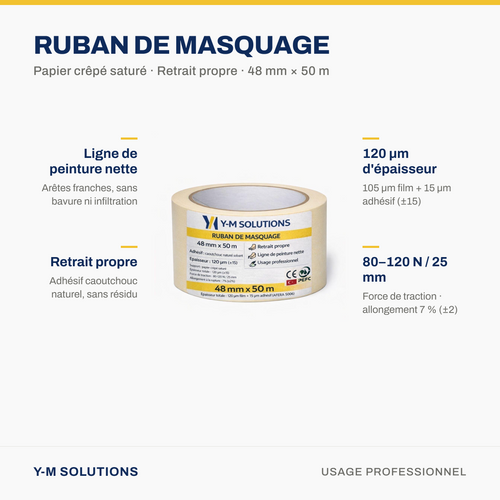 Ruban de masquage professionnel 48 mm × 50 m